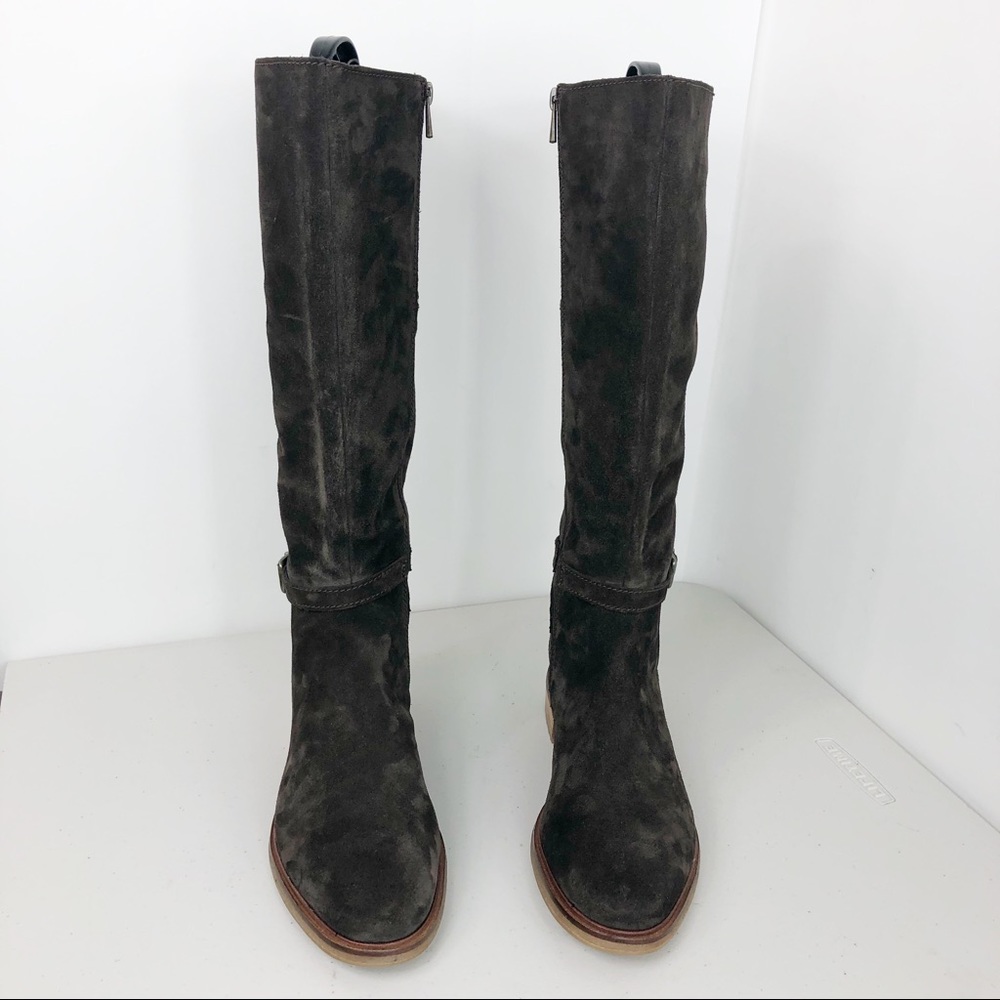 Clark Suede Dark Brown Knee High Boots Size 10 - Picture 2 of 8